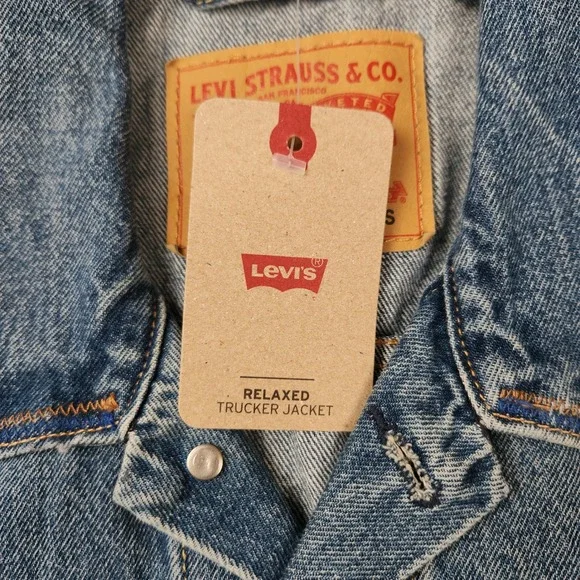 Levis Relaxed Fit Denim Trucker‎ Jacket Mens Small Light Wash Blue Jean - Picture 9 of 16